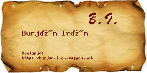 Burján Irén névjegykártya